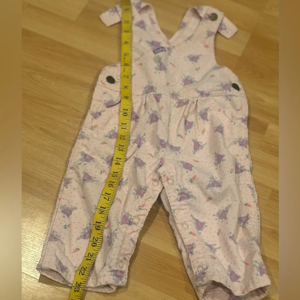 OshKosh B'gosh Vesteak Vintage 80’s Light Pink Overalls with Purple Bunnies‎